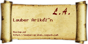 Lauber Arikán névjegykártya